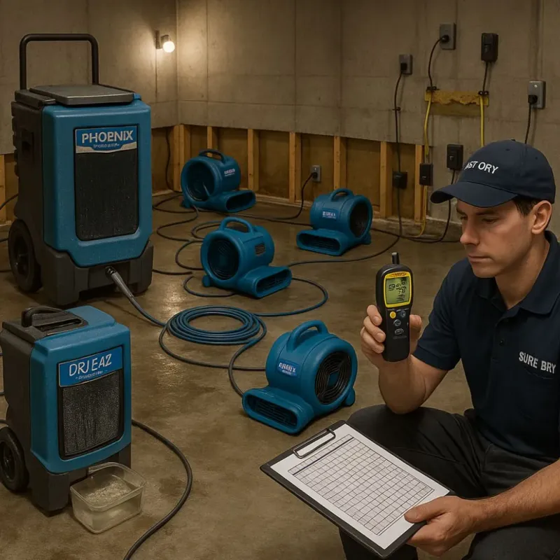 Structural Drying and Dehumidification process in Trent Woods, NC
